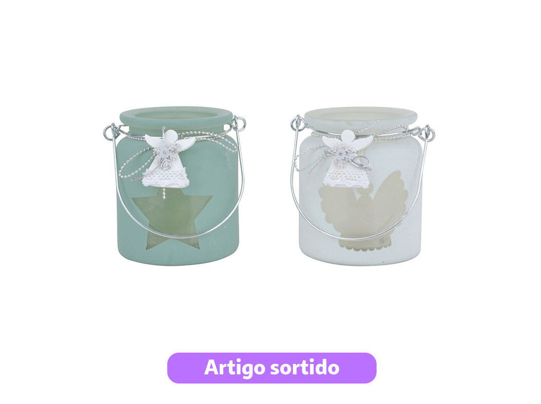 LANTERNA EM VIDRO ACTUEL 8X8X9CM CORES SORTIDAS image number 0