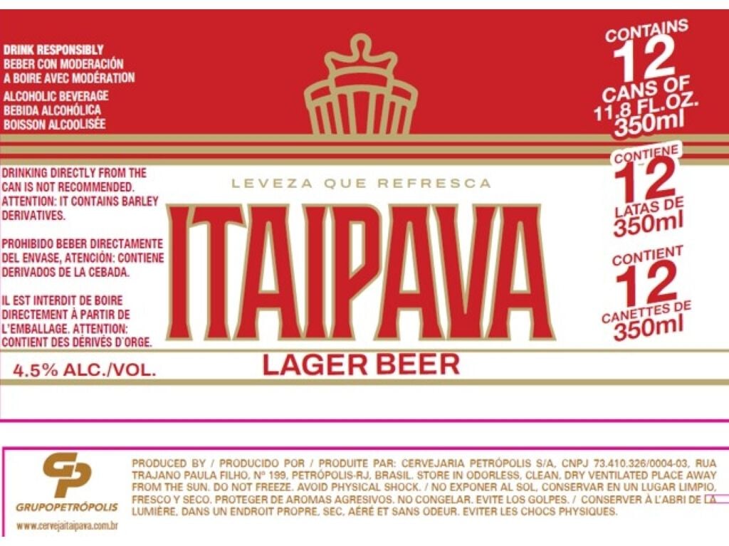CERVEJA ITAIPAVA BRASIL 0.35L image number 1