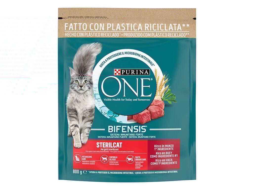 RA&Ccedil;&Atilde;O PARA GATO PURINA ONE ESTERILIZADA COM VACA 800G image number 1
