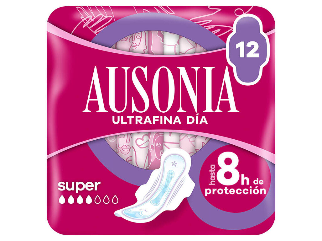 PENSOS HIGI&Eacute;NICOS ULTRAFINA SUPER COM ABAS AUSONIA 12 UN image number 0