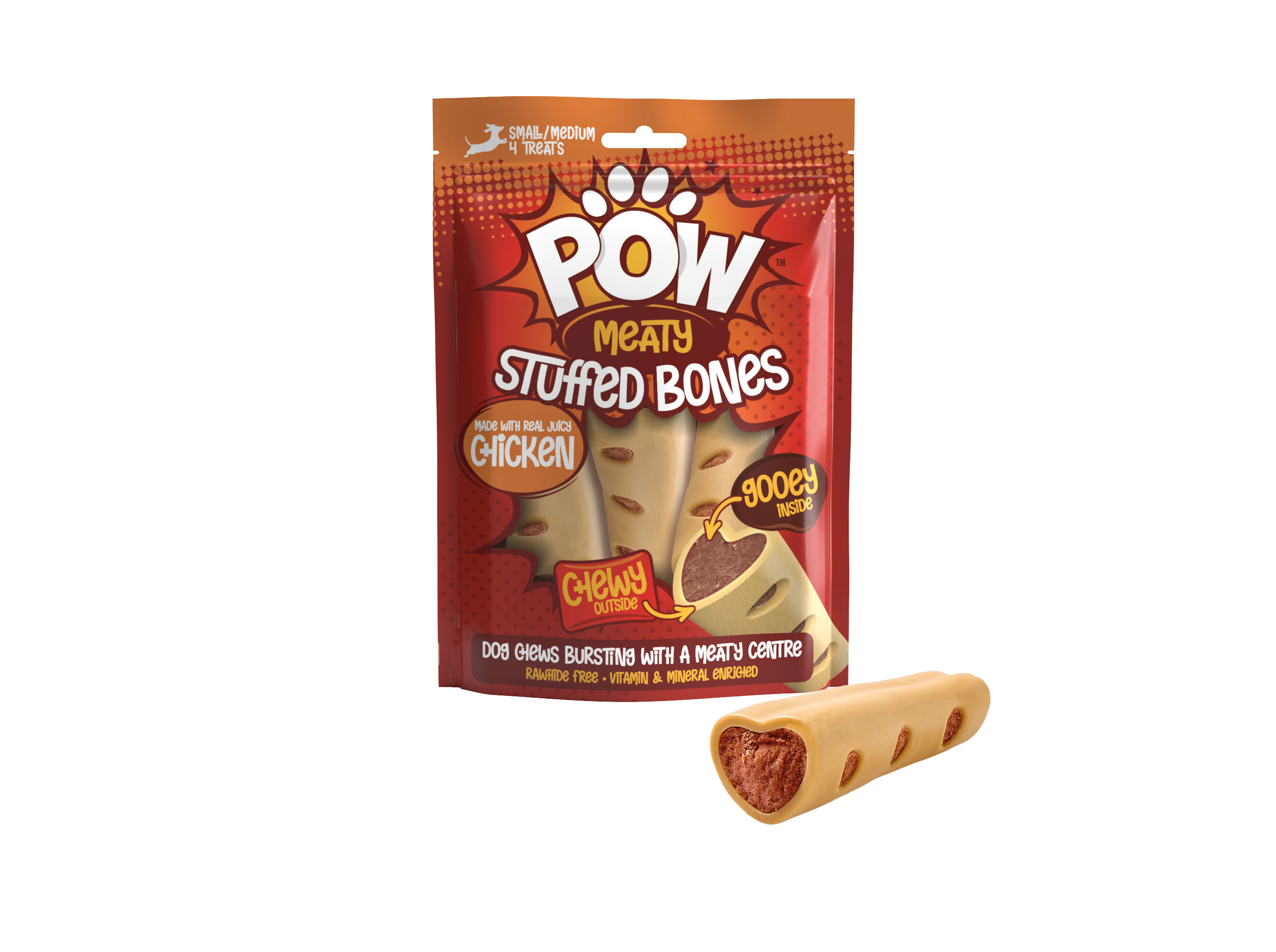 SNACK C&Atilde;O POW OSSO RECHEADO S 260G 4UN image number 1