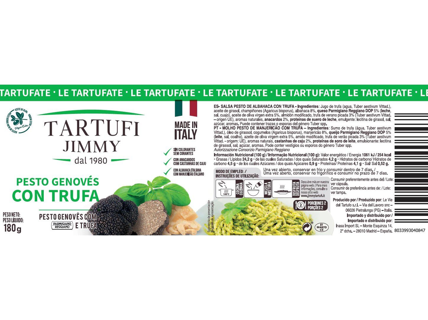 MOLHO TRUFA TARTUFI JIMMY E PESTO 180G image number 1