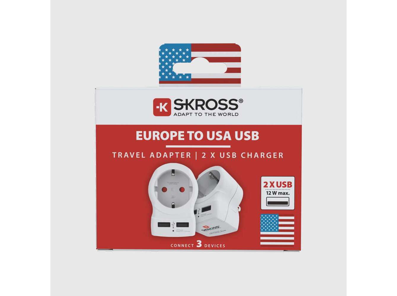 ADAPTADOR SKROSS 1.500281 EUROPE TO USA + 2 USB image number 3