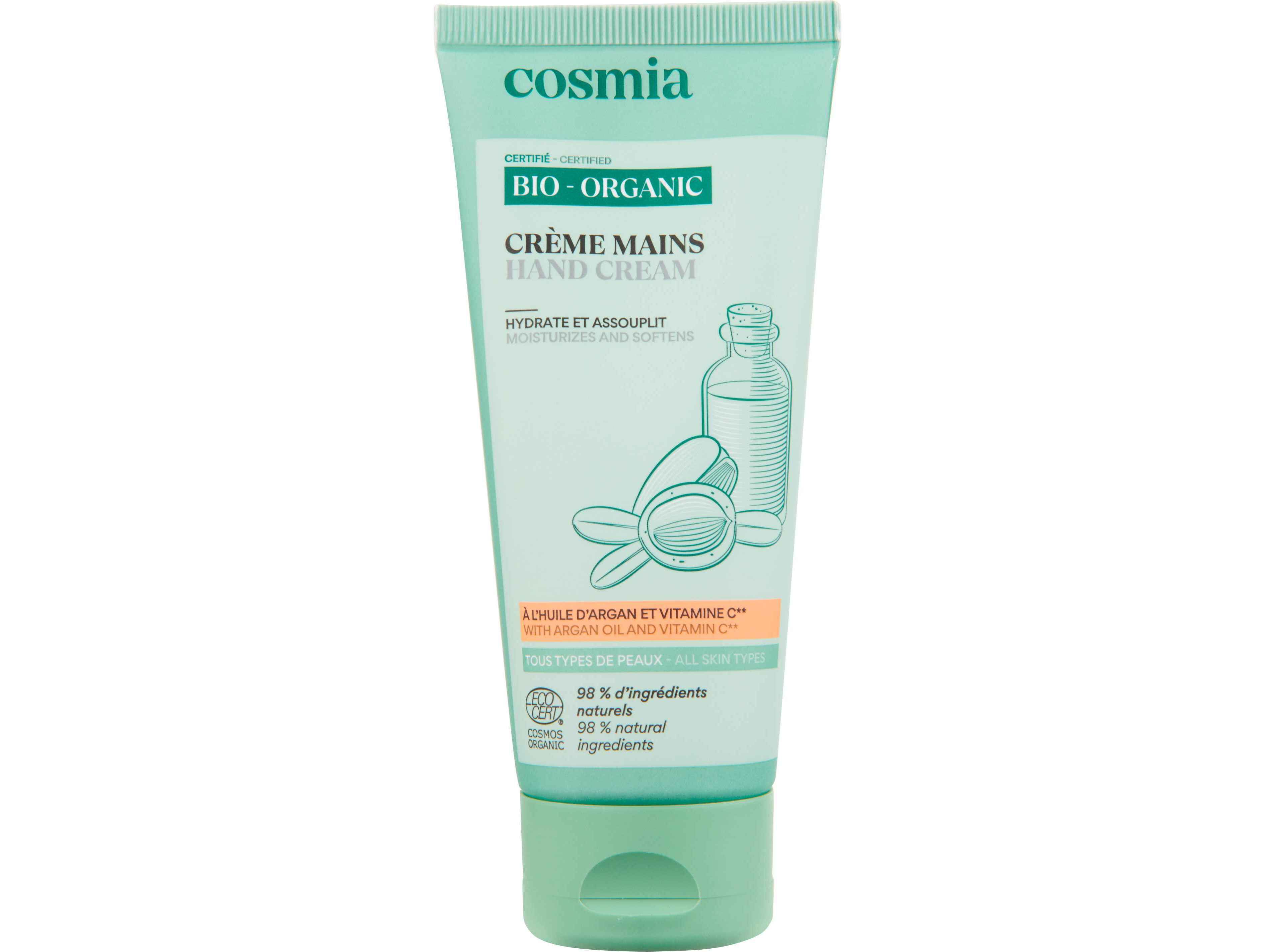CREME DE M&Atilde;OS COSMIA BIO HIDRATANTE &Oacute;LEO DE ARG&Atilde;O E VITAMINA C 100ML