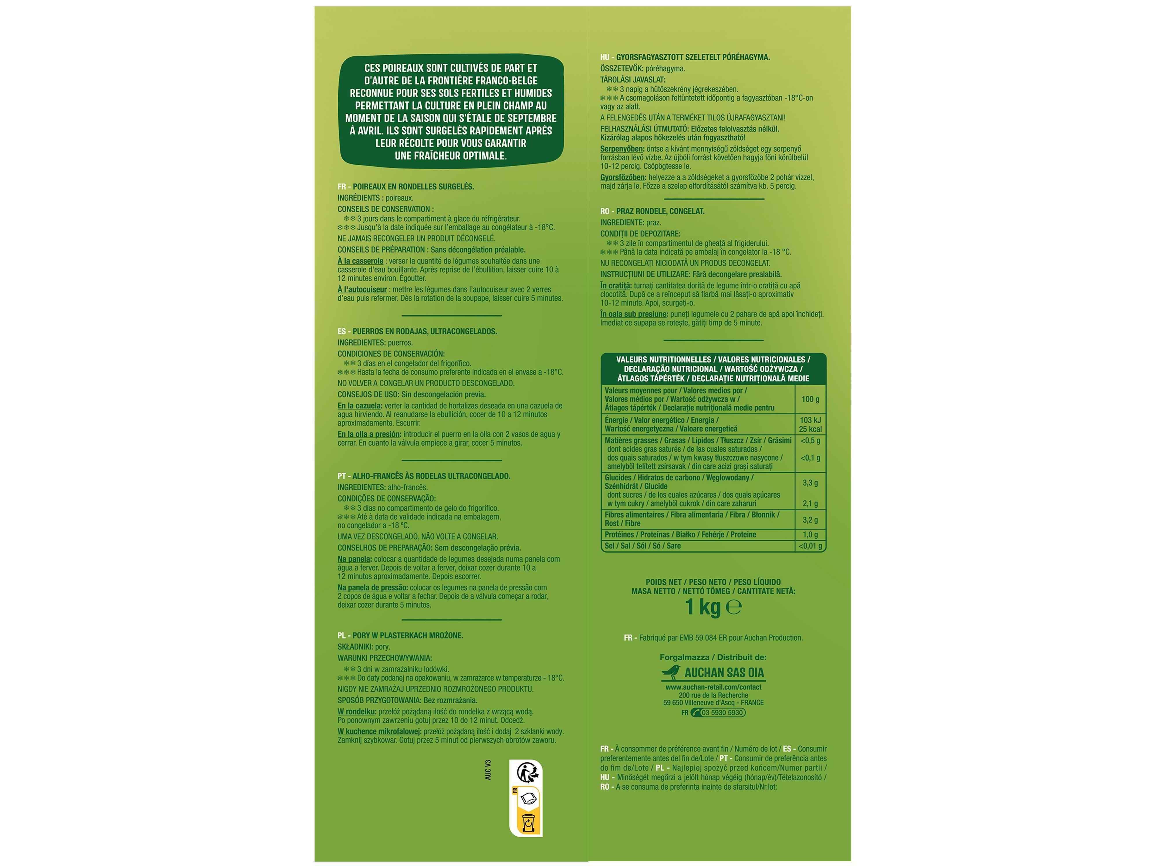 ALHO FRANC&Ecirc;S AUCHAN &Agrave;S RODELAS 1KG image number 1