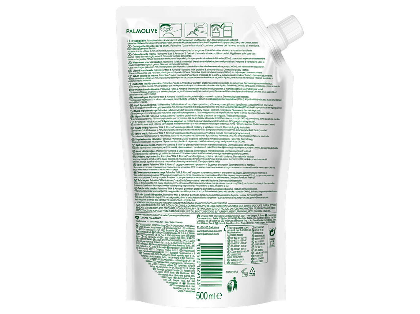 Sabonete L&iacute;quido Doseador Econ&oacute;mico Naturals Hidratante Leite de Am&ecirc;ndoa Palmolive 500ml image number 1