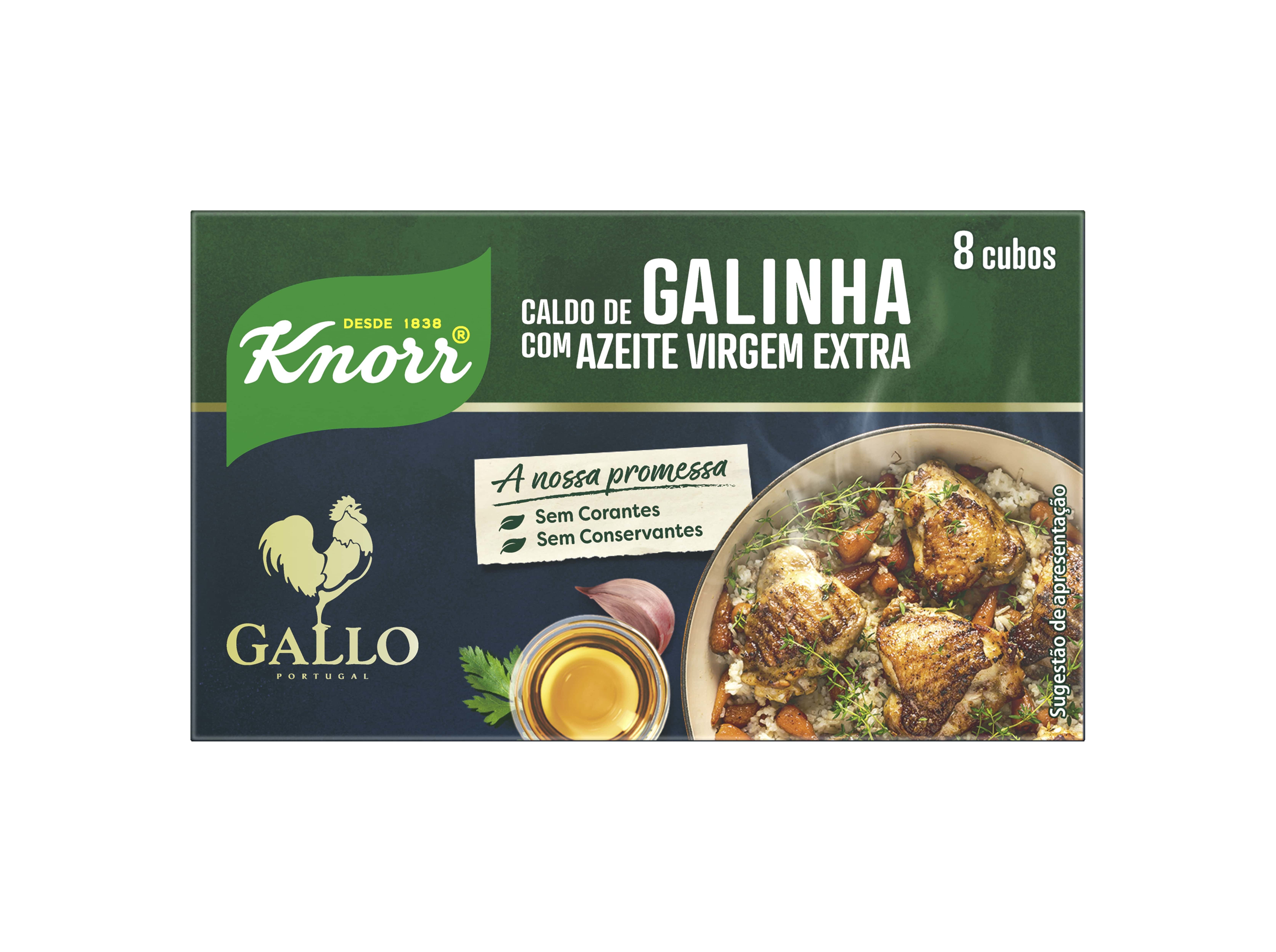 CALDO GALINHA KNORR AZEITE VIRGEM EXTRA GALLO 80G image number 1