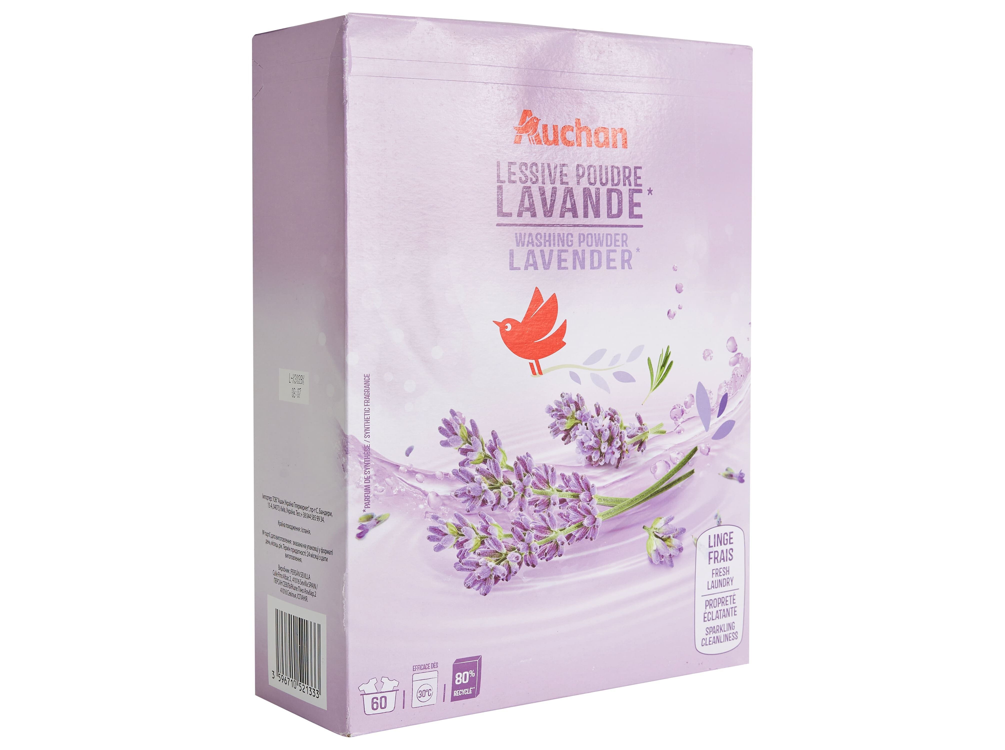 DETERGENTE M&Aacute;QUINA ROUPA P&Oacute; AUCHAN LAVANDA 60 DOSES image number 1