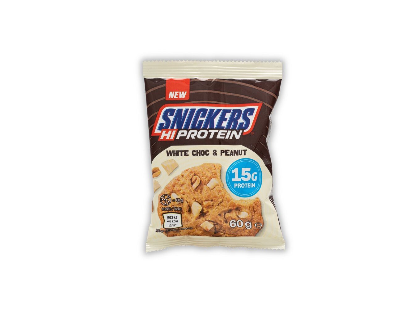BOLACHA PROTEICA SNICKERS CHOCO BRANCO AMENDOIM 60G image number 0