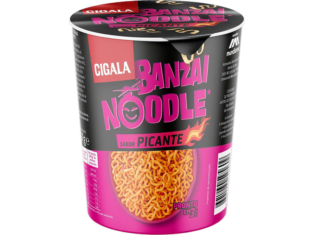 MASSA NOODLES CIGALA BANZAI SABOR A PICANTE 67 G image number 0