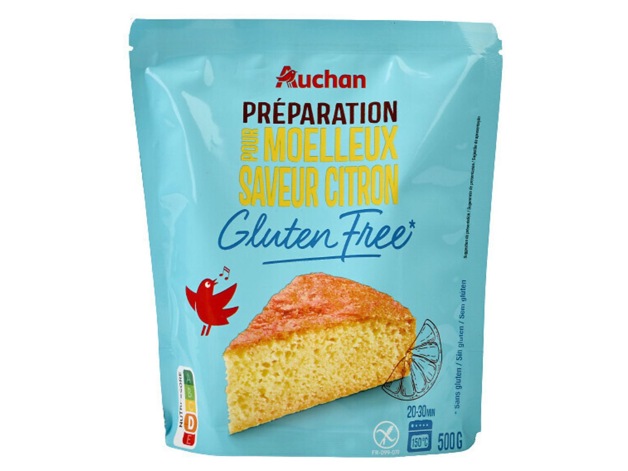 BOLO AUCHAN PREPARADO CREMOSO LIM&Atilde;O SEM GL&Uacute;TEN 500G