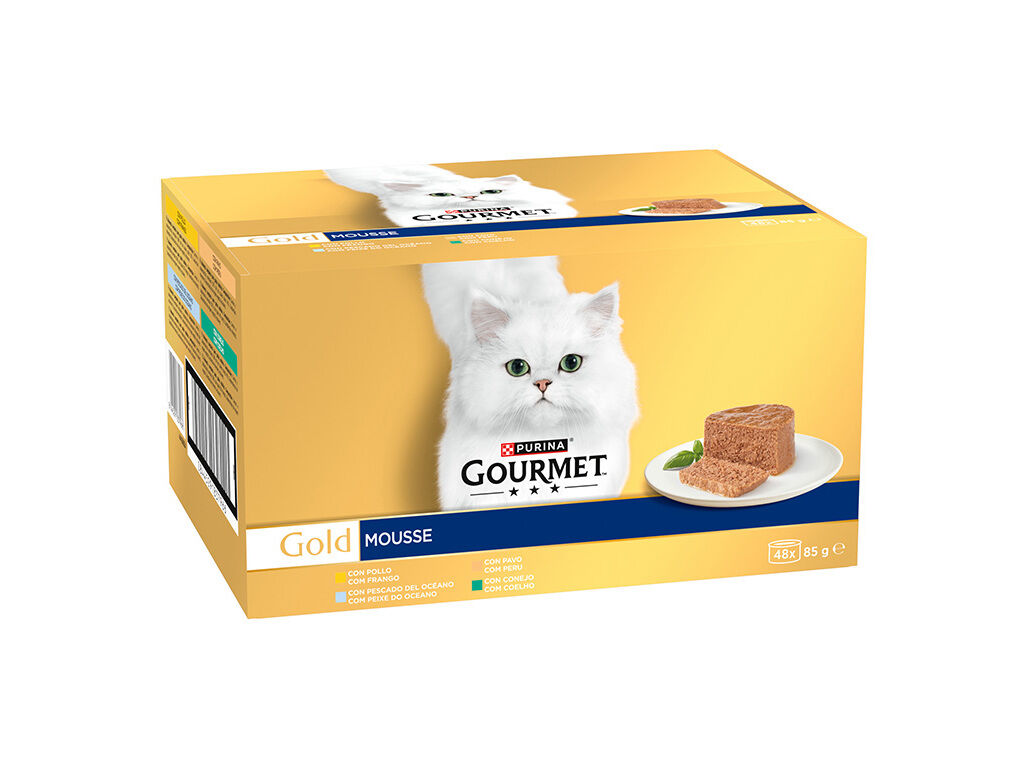 COMIDA H&Uacute;MIDA PARA GATO GOURMET GOLD MOUSSE FRANGO 48X85G image number 1