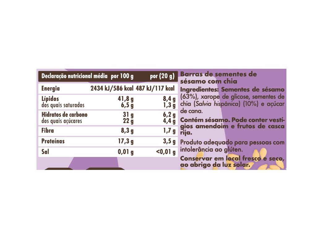 BARRA SALUTEM CROCANTE S&Eacute;SAMO COM CHIA 40G image number 1