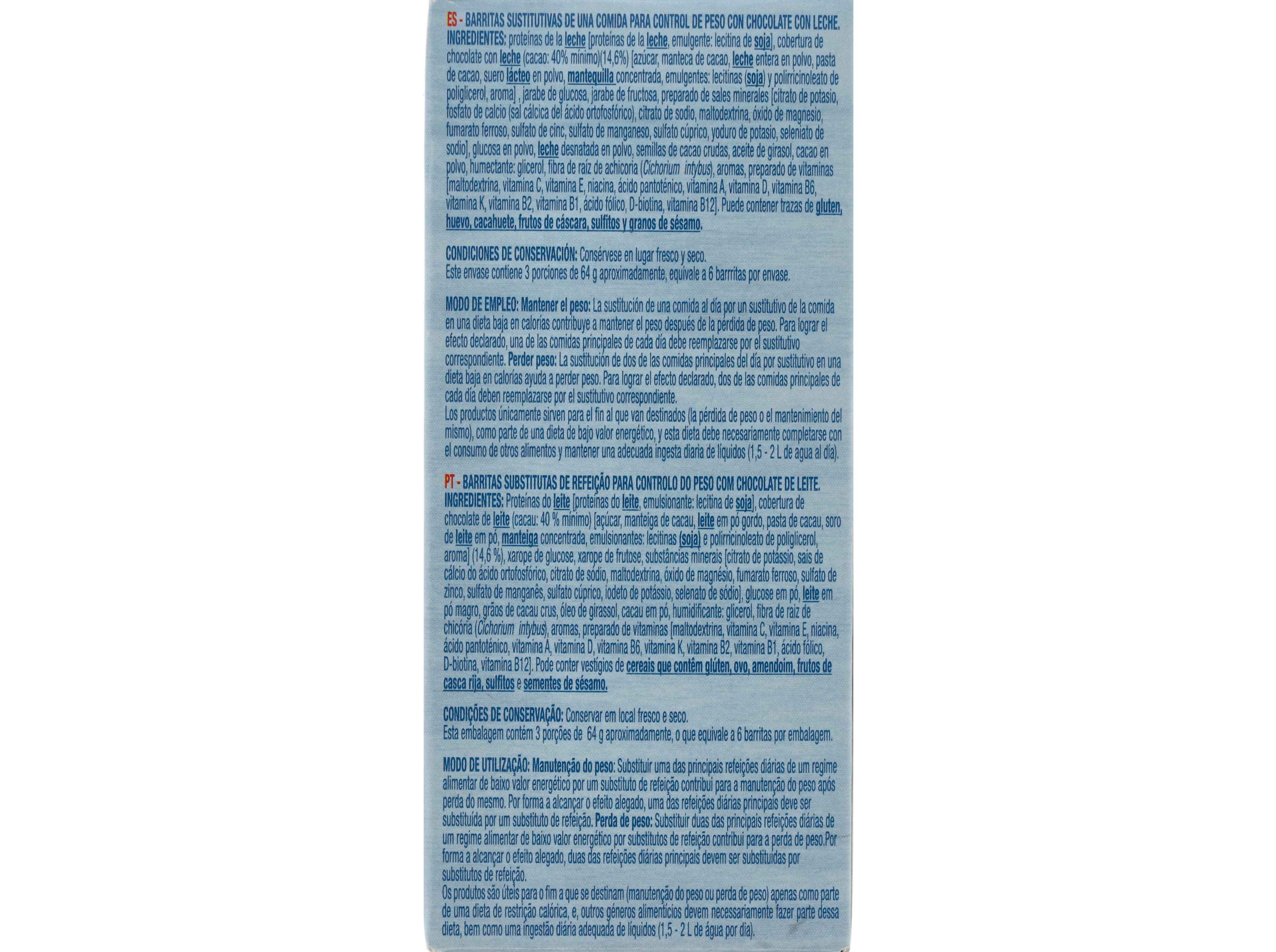 BARRITAS AUCHAN SUBSTITUTAS DE REFEI&Ccedil;&Atilde;O CHOCOLATE LEITE 6UN 192G image number 1