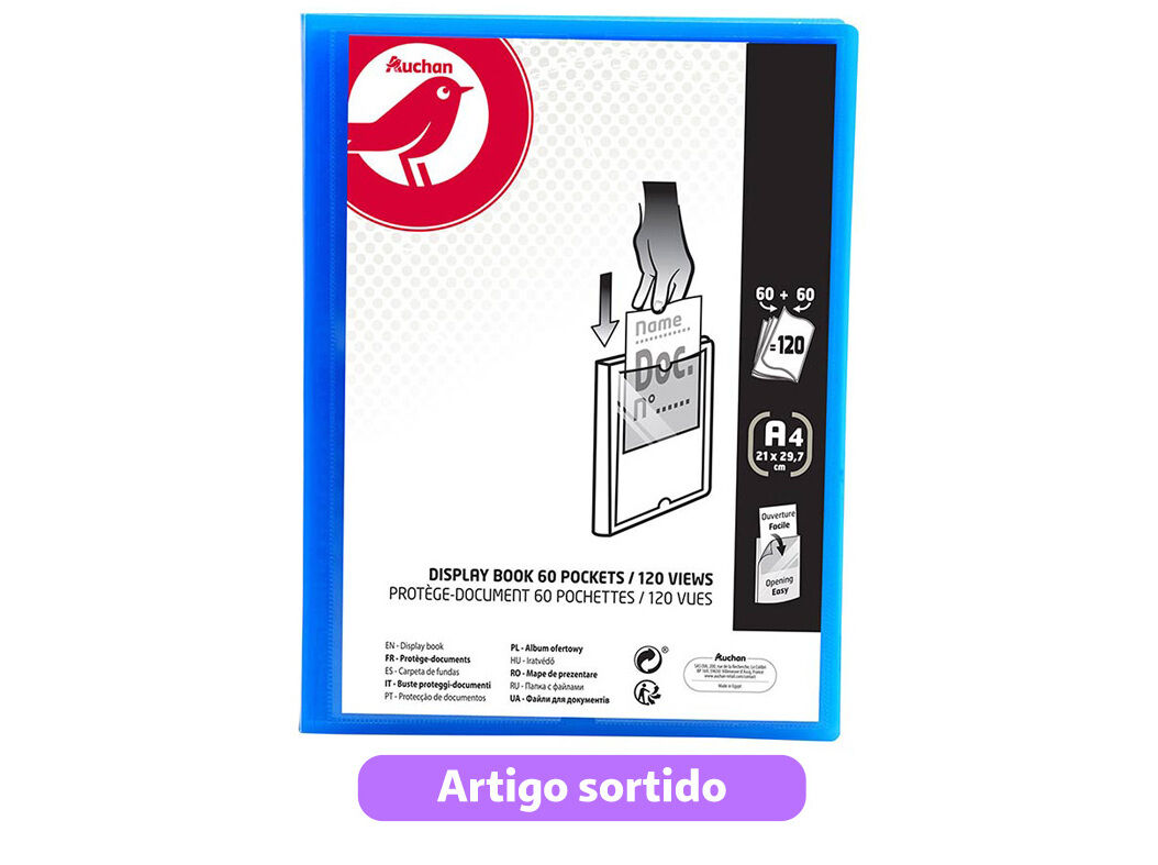 PORTF&Oacute;LIO AUCHAN A4 60+60 BOLSAS CORES SORTIDAS image number 2