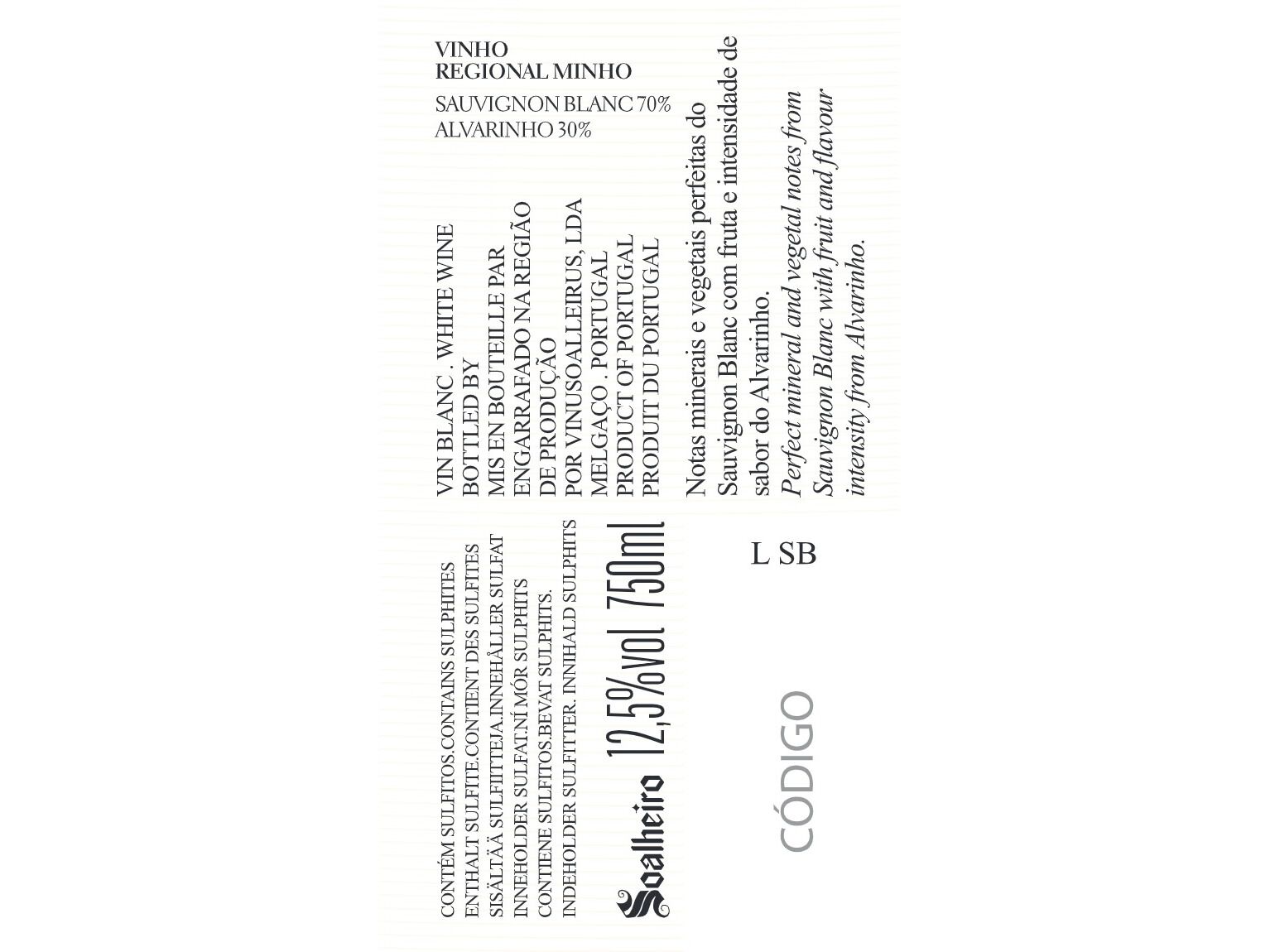 VINHO BRANCO SOALHEIRO SAUVIGNON BLANC 0.75 L image number 1