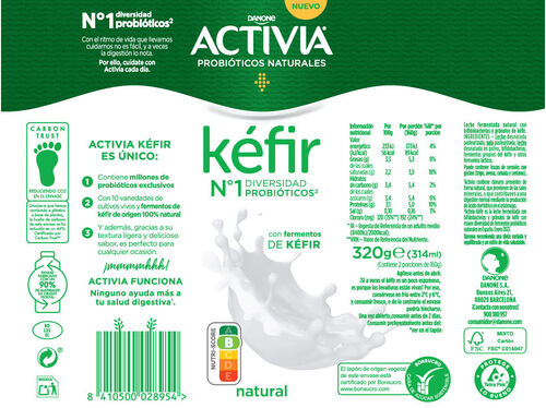 KEFIR ACTIVIA NATURAL 320G image number 1