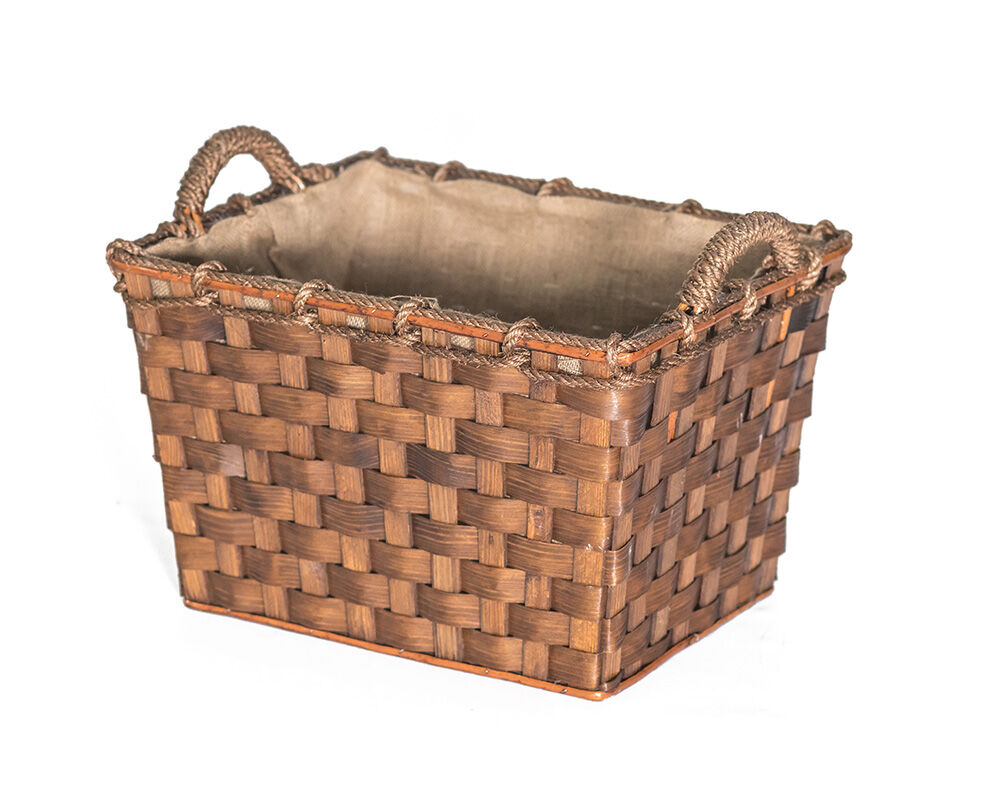 CESTO PARA LENHA RET&Acirc;NGULAR EM VIME FORRADO N8