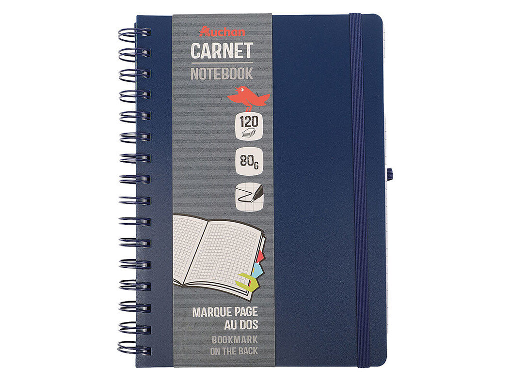 CADERNO ESPIRAL A5 AUCHAN AZUL