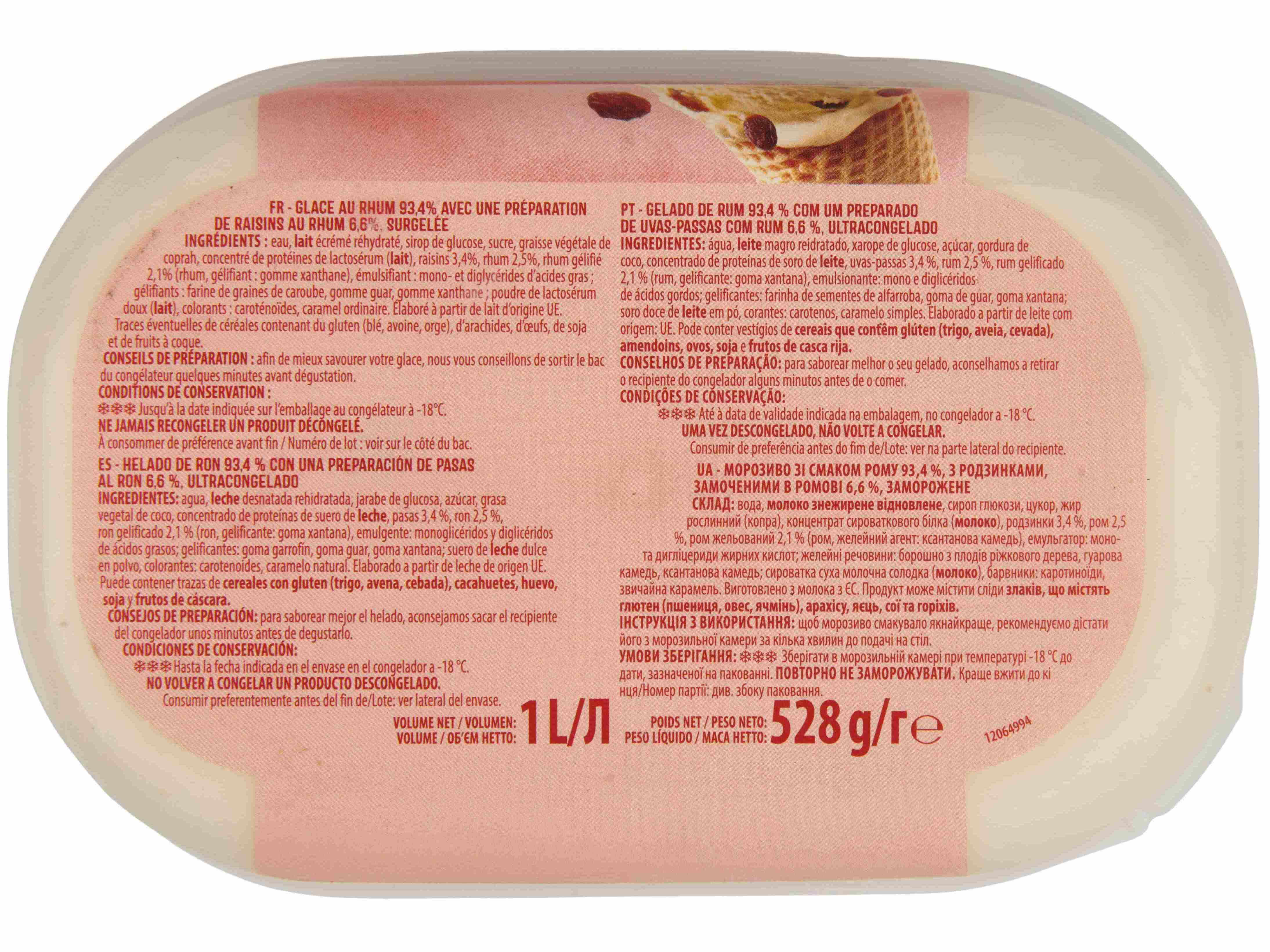 GELADO AUCHAN RUM COM PASSAS DE UVA 1L image number 2