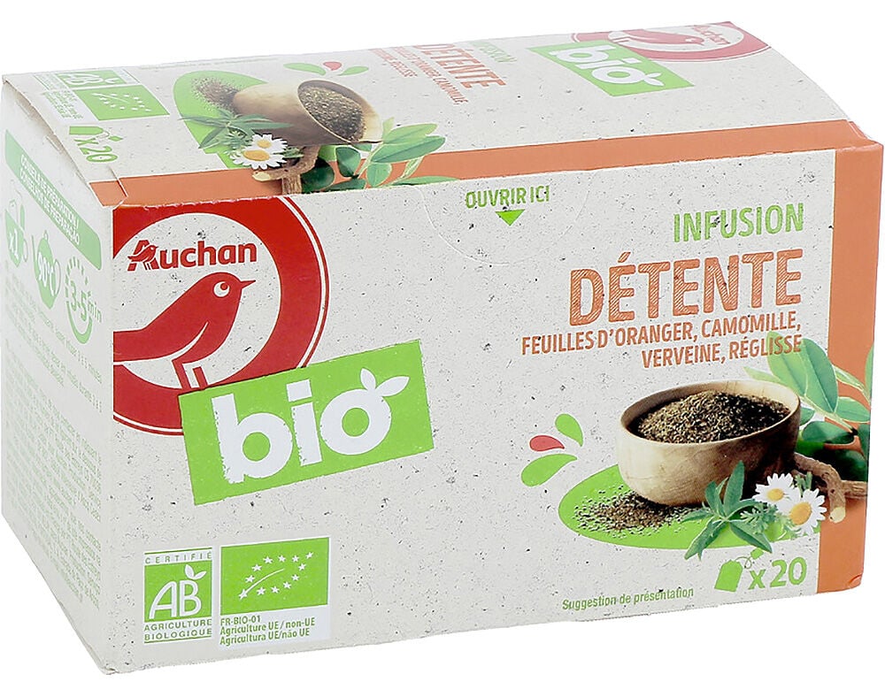 INFUS&Atilde;O AUCHAN BIO RELAXAMENTO 20 SAQUETAS