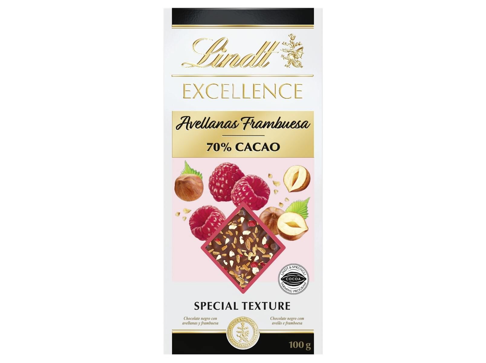 CHOCOLATE NEGRO LINDT EXCELLENCE FRAMBOESA AVEL&Atilde; 100 G image number 0