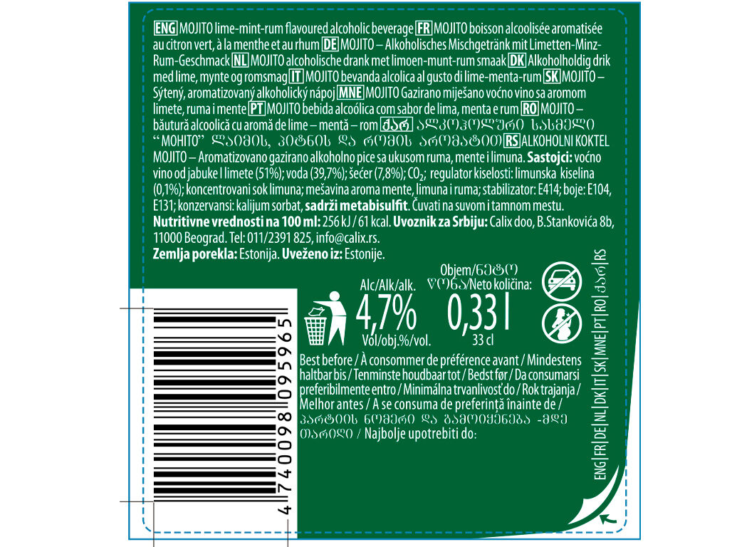 COCKTAIL LE COQ MOJITO 0.33L image number 1