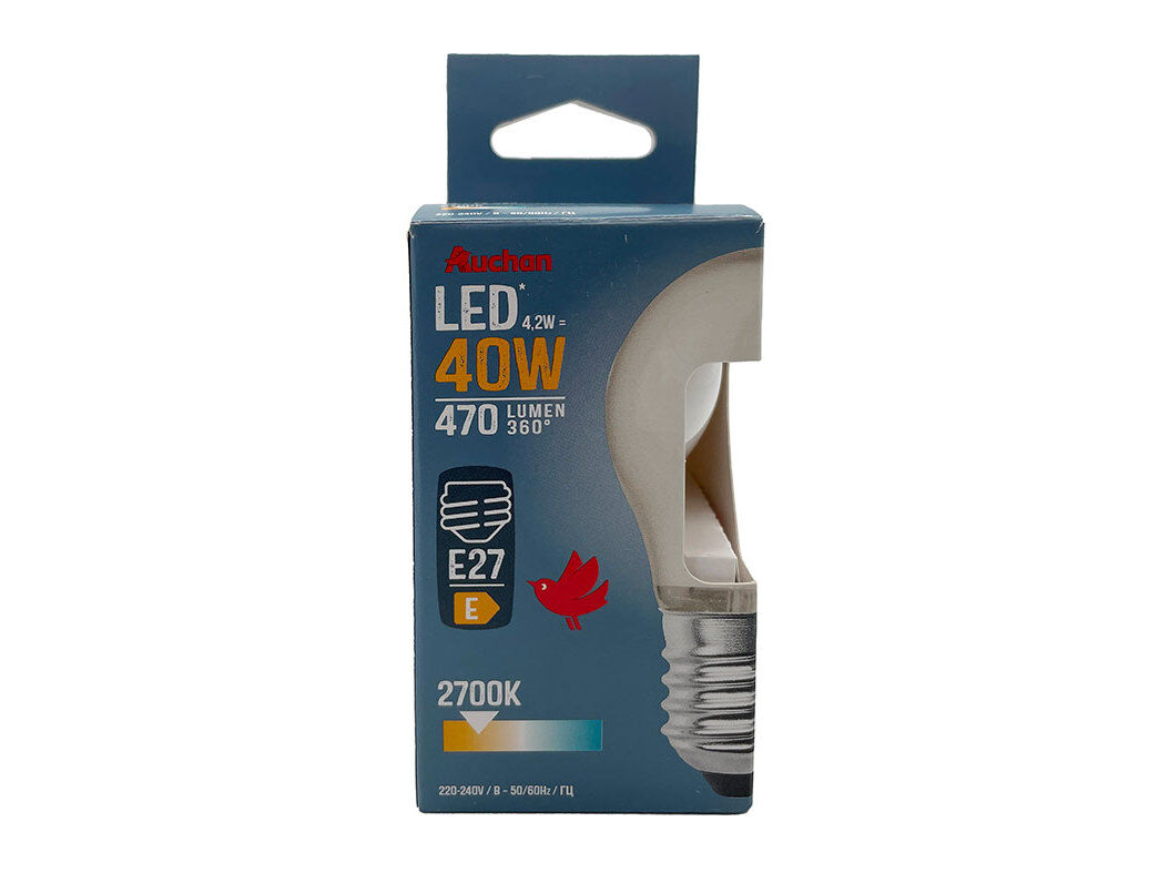 L&Acirc;MPADA LED ESF&Eacute;RICA AUCHAN E27 40W LUZ AMARELA image number 0