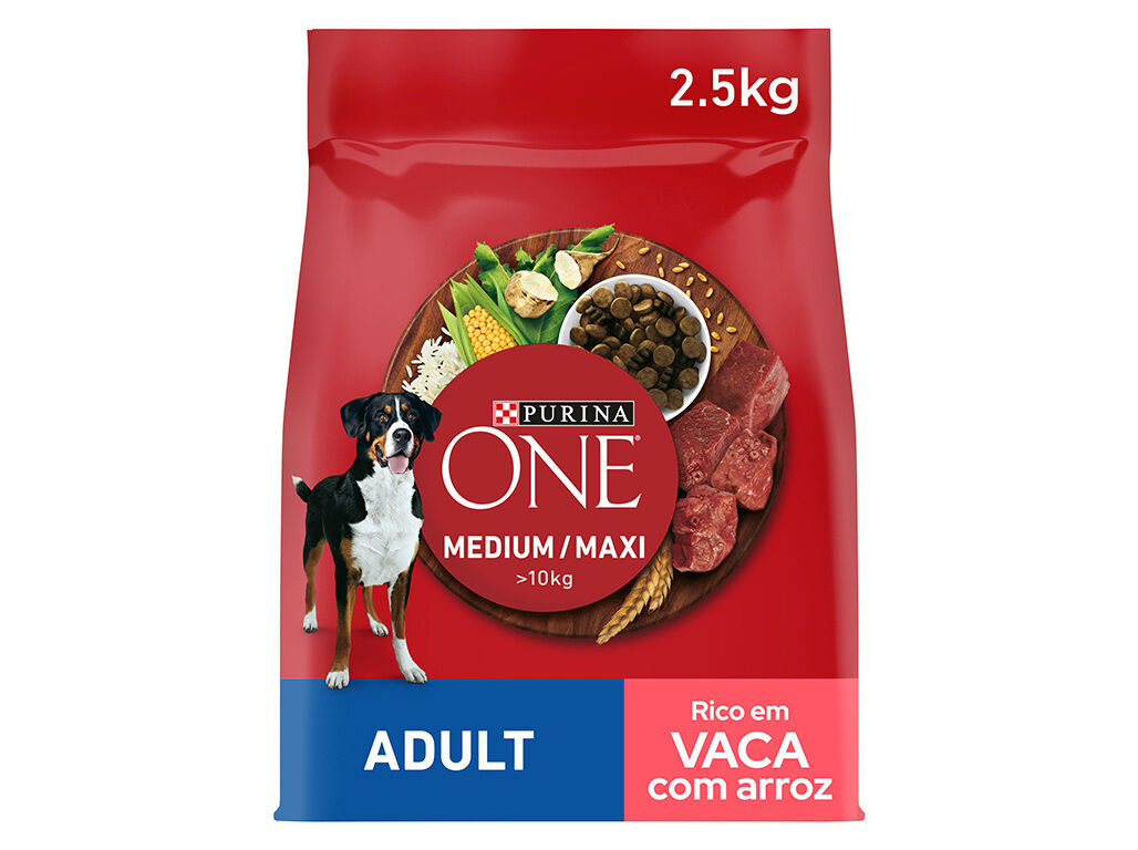 RA&Ccedil;&Atilde;O PARA C&Atilde;O PURINA ONE ADULTO COM VACA 2.5KG image number 0