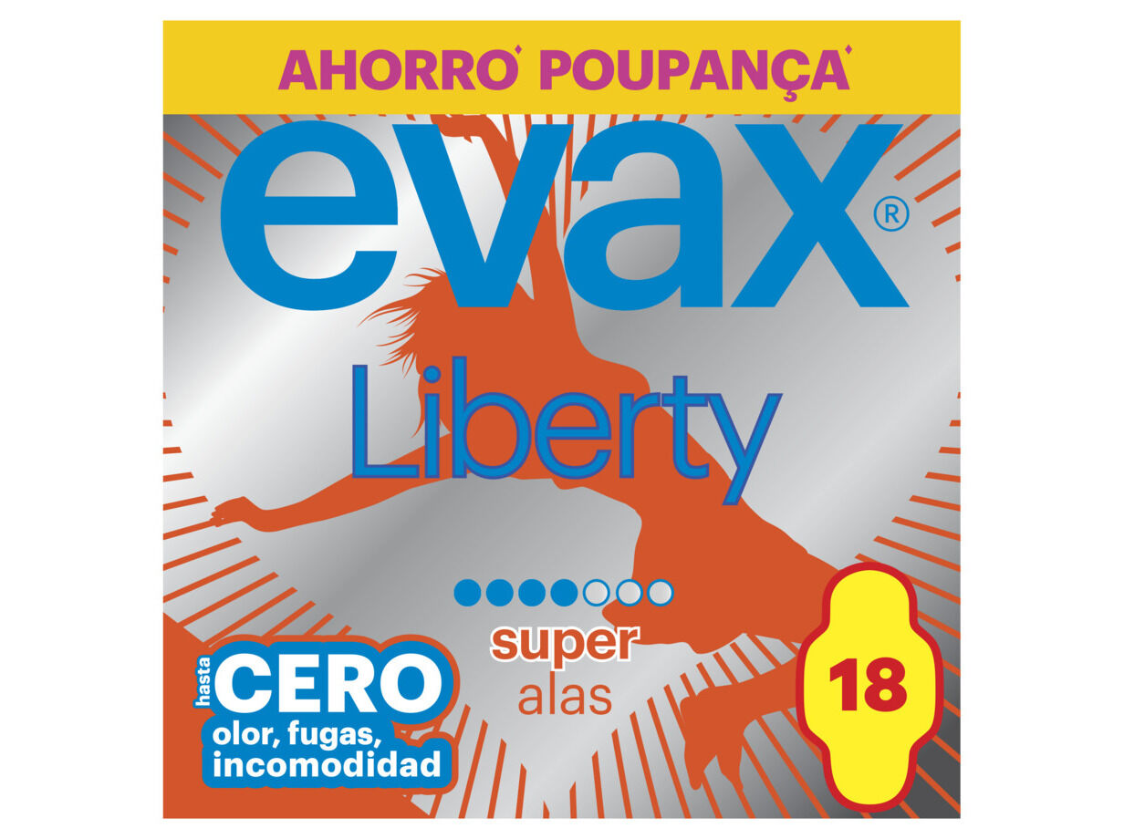 PENSOS HIGI&Eacute;NICOS LIBERTY SUPER COM ABAS EVAX 18 UN