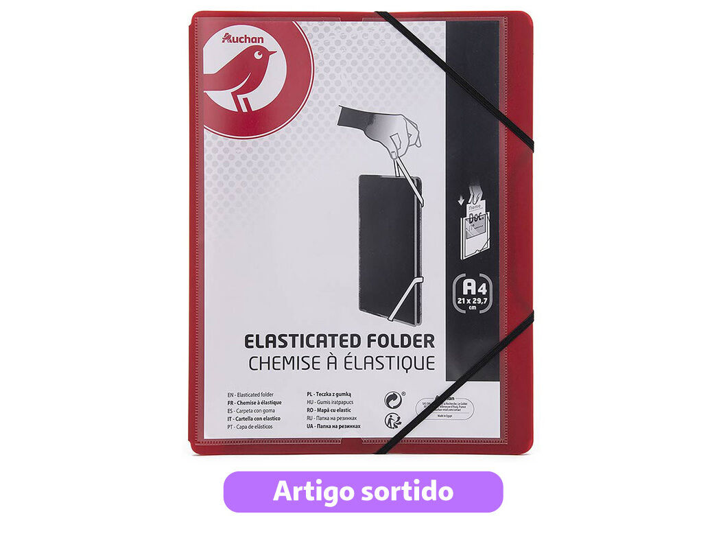 CAPA COM EL&Aacute;STICOS AUCHAN A4 EM PL&Aacute;STICO CORES SORTIDAS image number 3