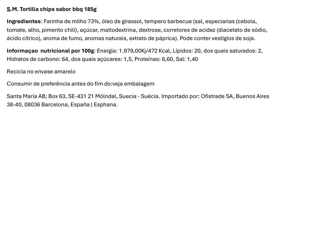 NACHOS SANTA MARIA CHILI 185G image number 1