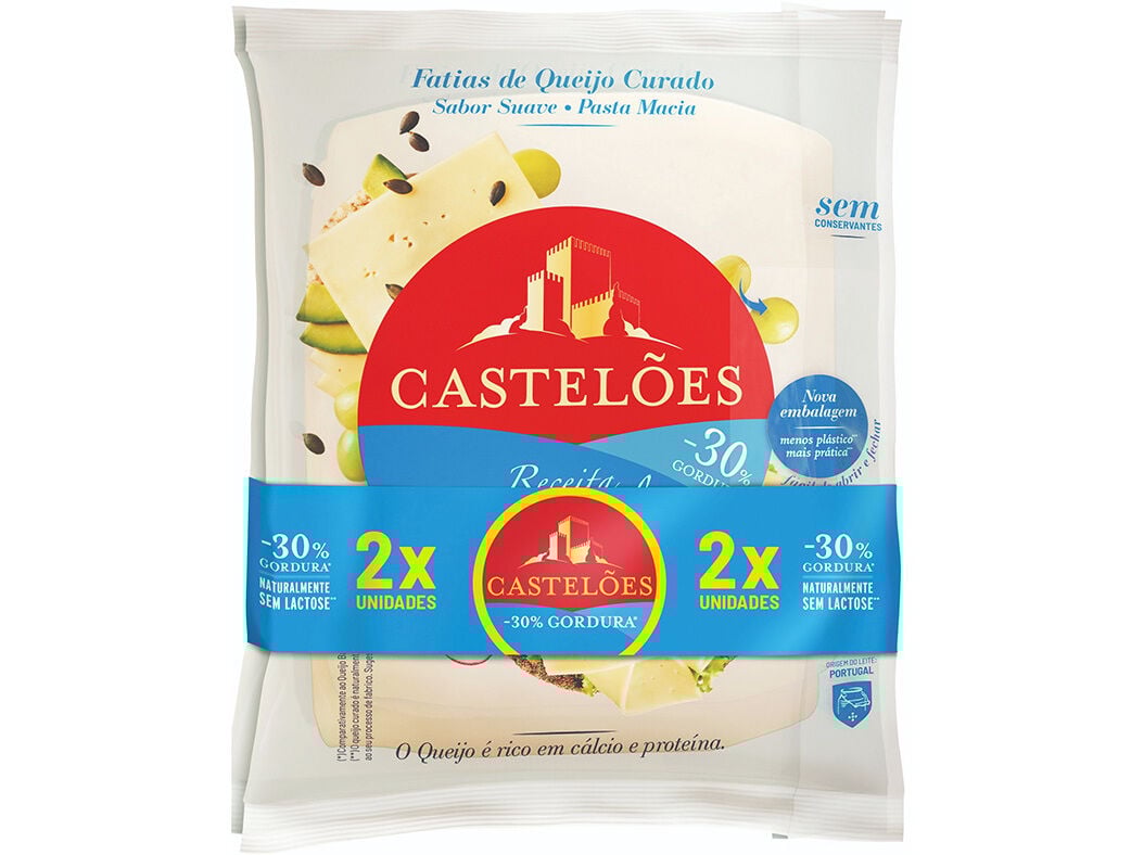 QUEIJO CASTEL&Otilde;ES SEM LACTOSE FATIAS 2X150G