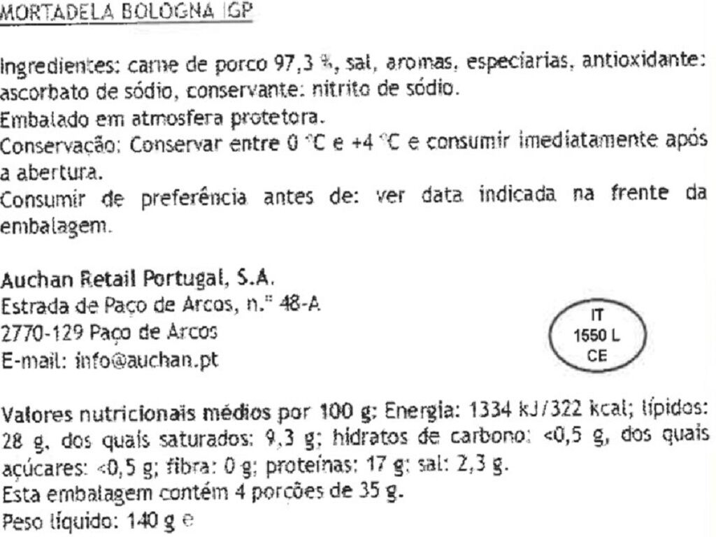 MORTADELA DE BOLONHA IGP AUCHAN 140G image number 1