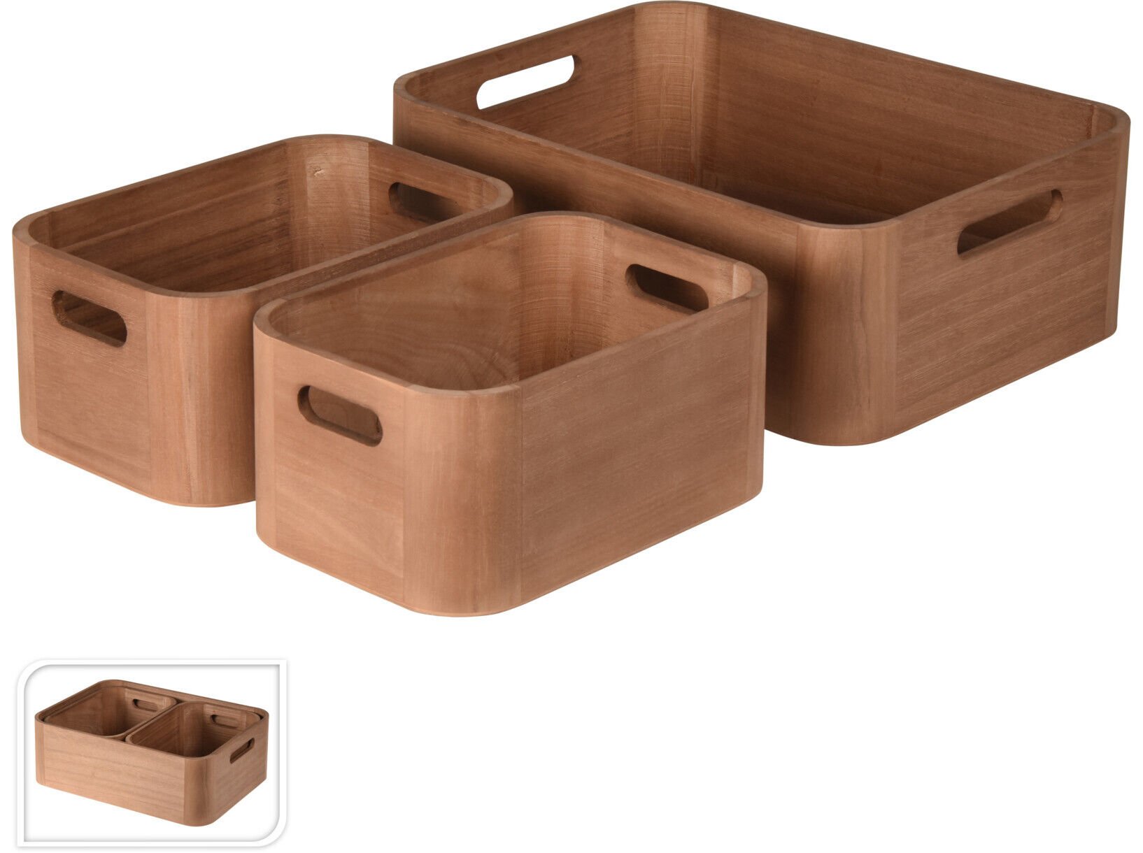 CONJUNTO DE 3 CESTOS EM MADEIRA image number 0