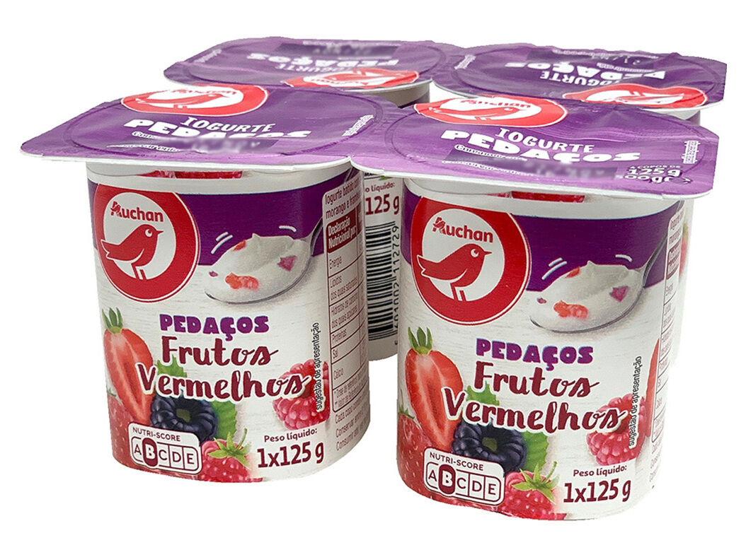 IOGURTE AUCHAN PEDA&Ccedil;OS FRUTOS VERMELHOS 4X125G