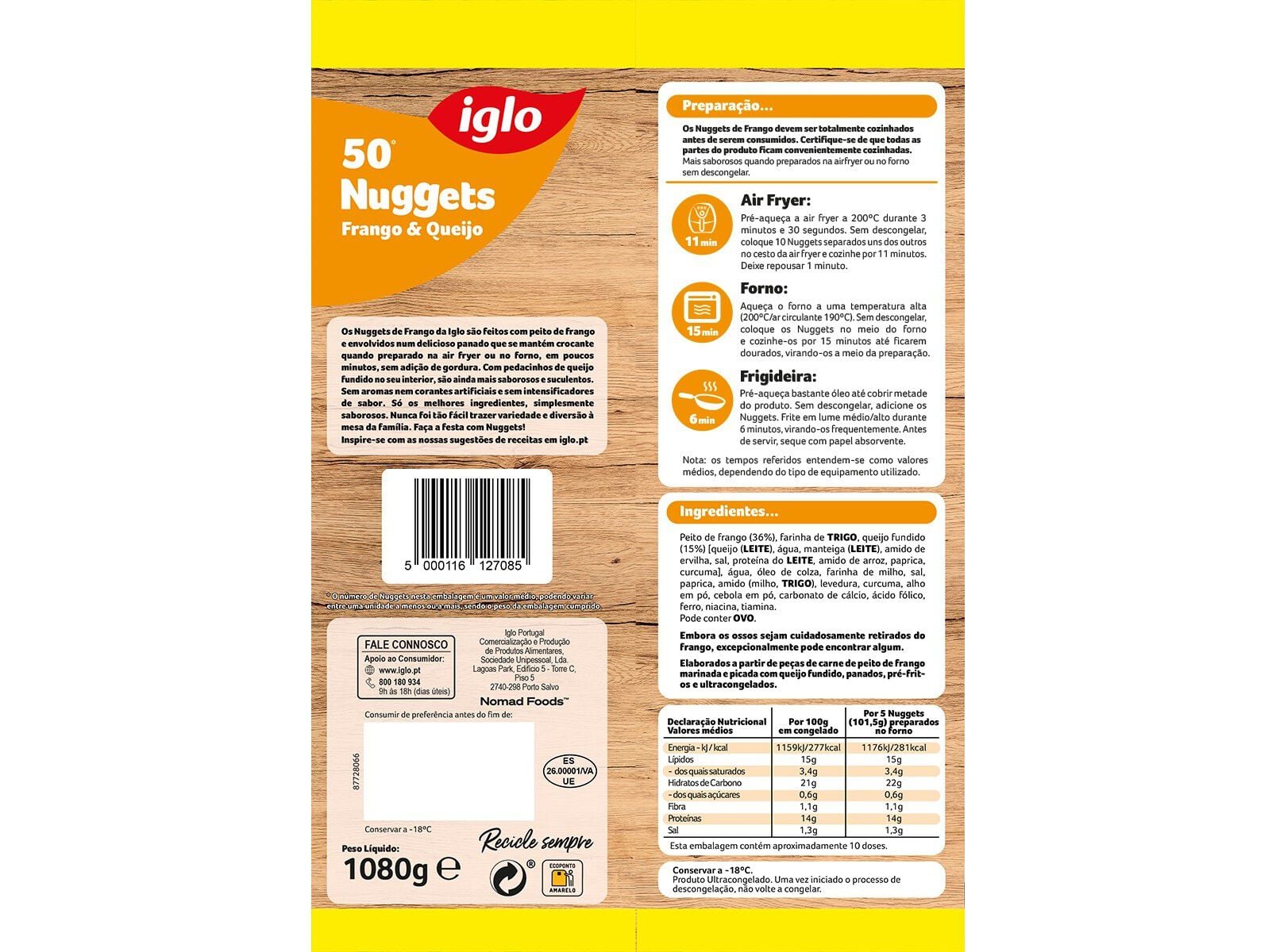 NUGGETS CAPITAO IGLO FRANGO & QUEIJO 50UN 1080G image number 1