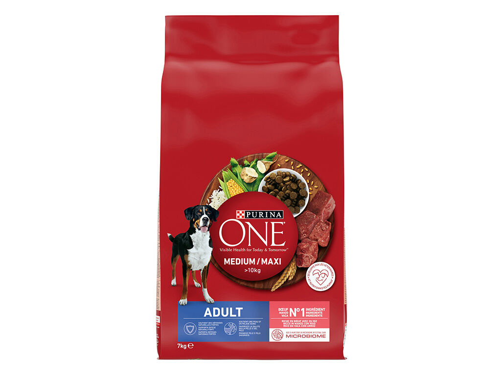 RA&Ccedil;&Atilde;O PARA C&Atilde;O PURINA ONE MEDIUM MAXI ADULTO COM VACA E ARROZ 7KG image number 1