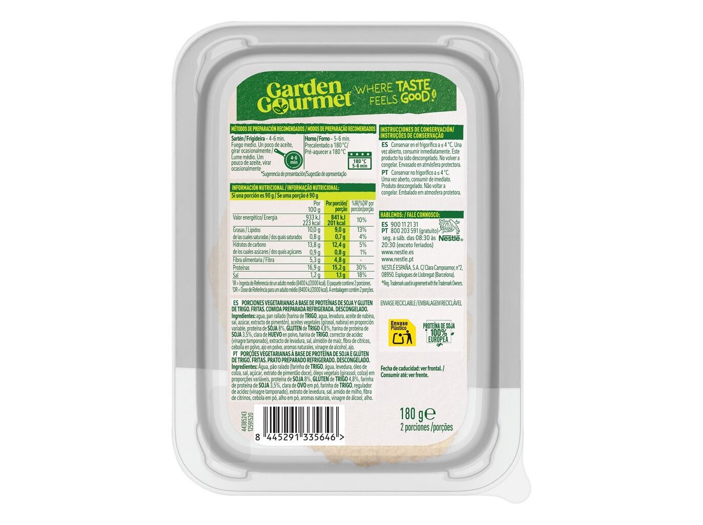 REFEI&Ccedil;&Atilde;O GARDEN GOURMET PANADO ESPINAFRES QUEIJO 180G image number 1