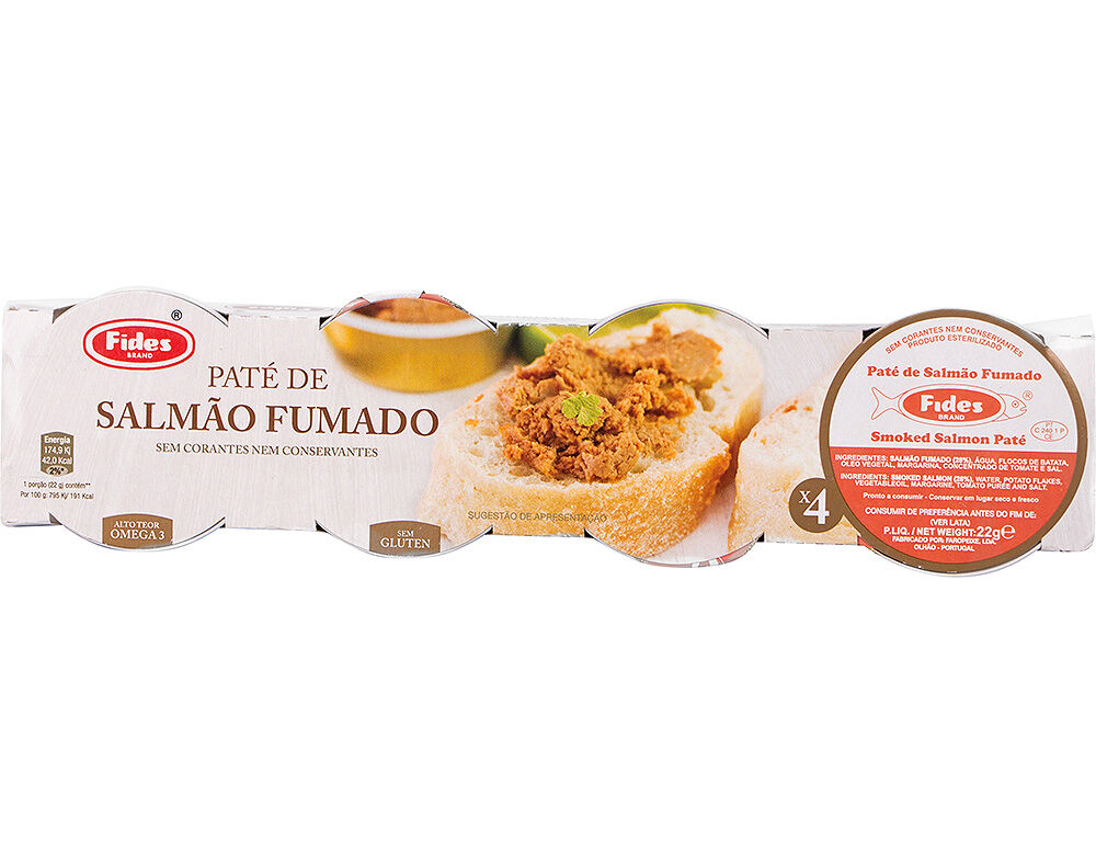 PAT&Ecirc; SALM&Atilde;O FIDES FUMADO 4X22G