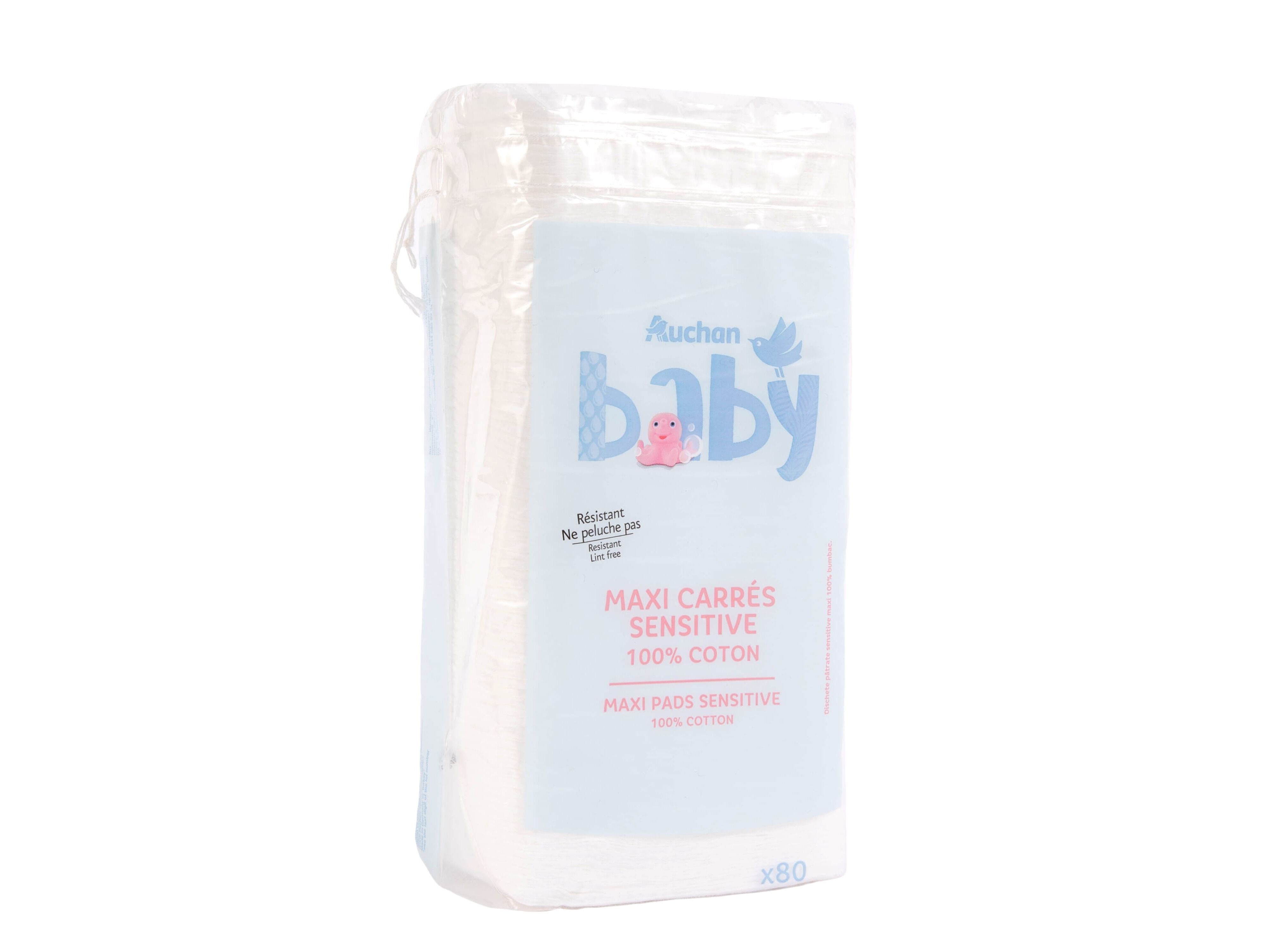QUADRADOS AUCHAN BABY 100% ALGOD&Atilde;O MAXI 80UN image number 1
