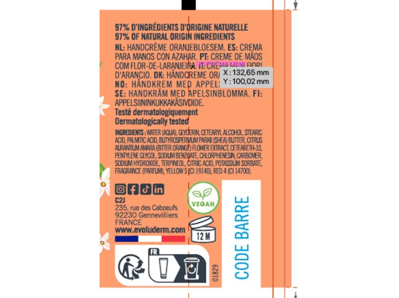 CREME DE M&Atilde;OS EVOLUDERM FLOR DE LARANJEIRA 30 ML image number 1