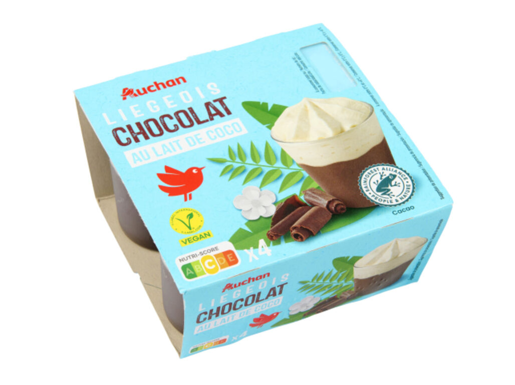 LIEGEOIS CHOCOLATE AUCHAN BASE LEITE DE COCO 4X95G image number 0