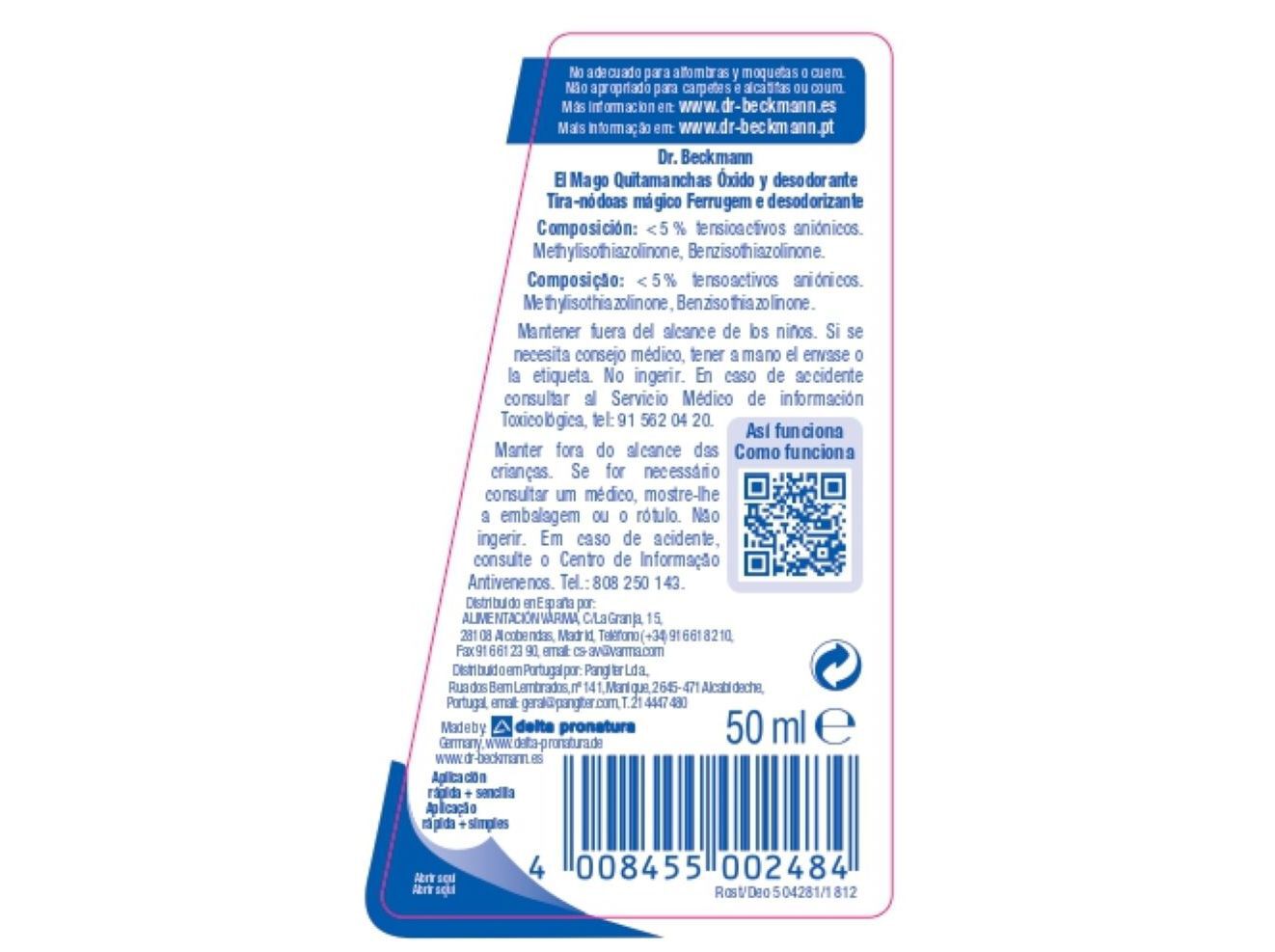 TIRA N&Oacute;DOAS DR.BECKMANN FERRUGEM+DEO 50ML image number 1