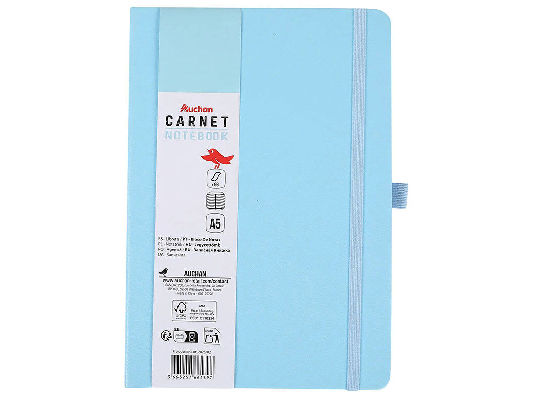 BLOCO DE NOTAS A5 LINHAS AUCHAN AZUL "YOUR LIFE" image number 0