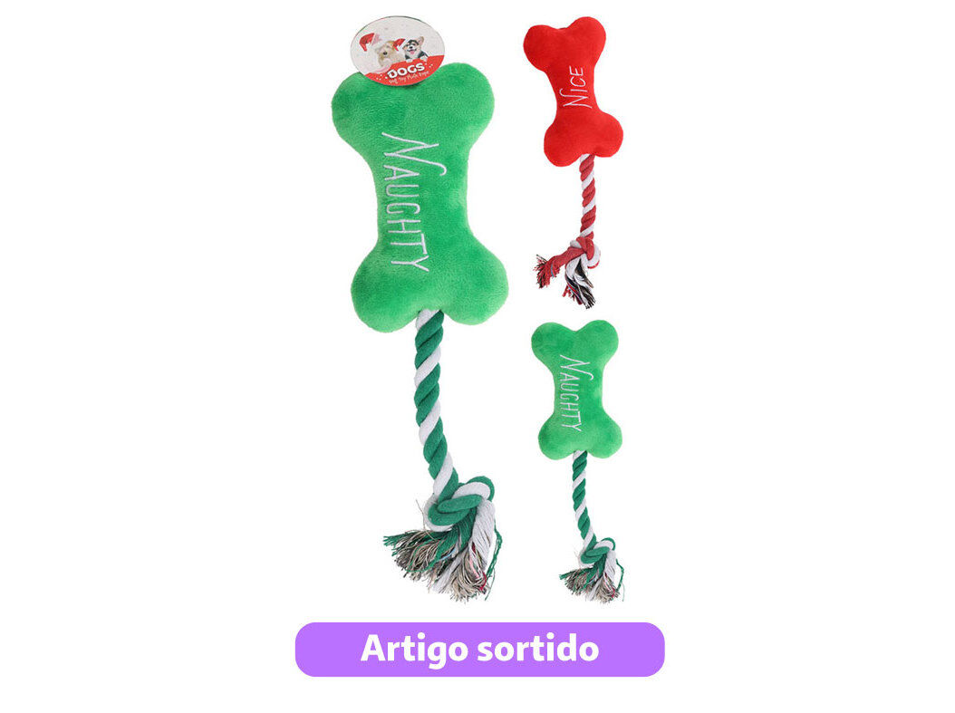 BRINQUEDO C&Atilde;O DOGS COLLECTION OSSO NATAL COM CORDA 39X4CM MODELOS SORTIDOS image number 0
