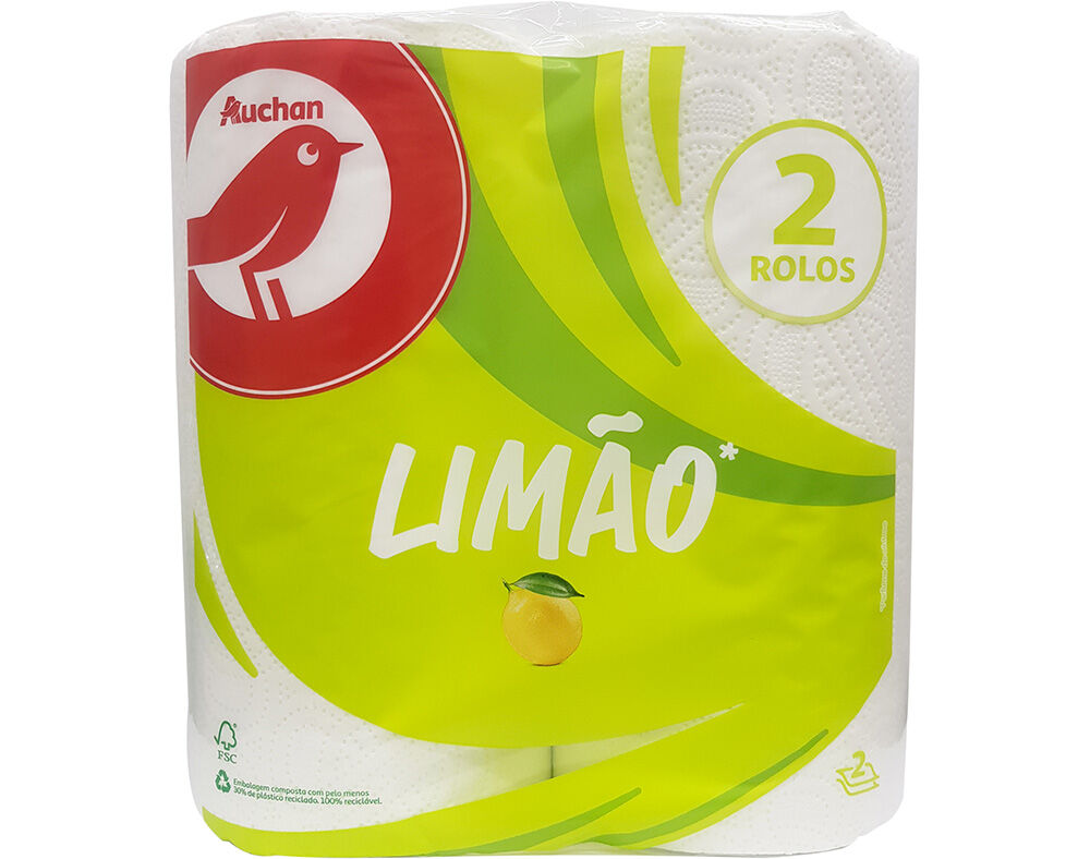 ROLO COZINHA AUCHAN LIM&Atilde;O 2 FOLHAS 2 ROLOS