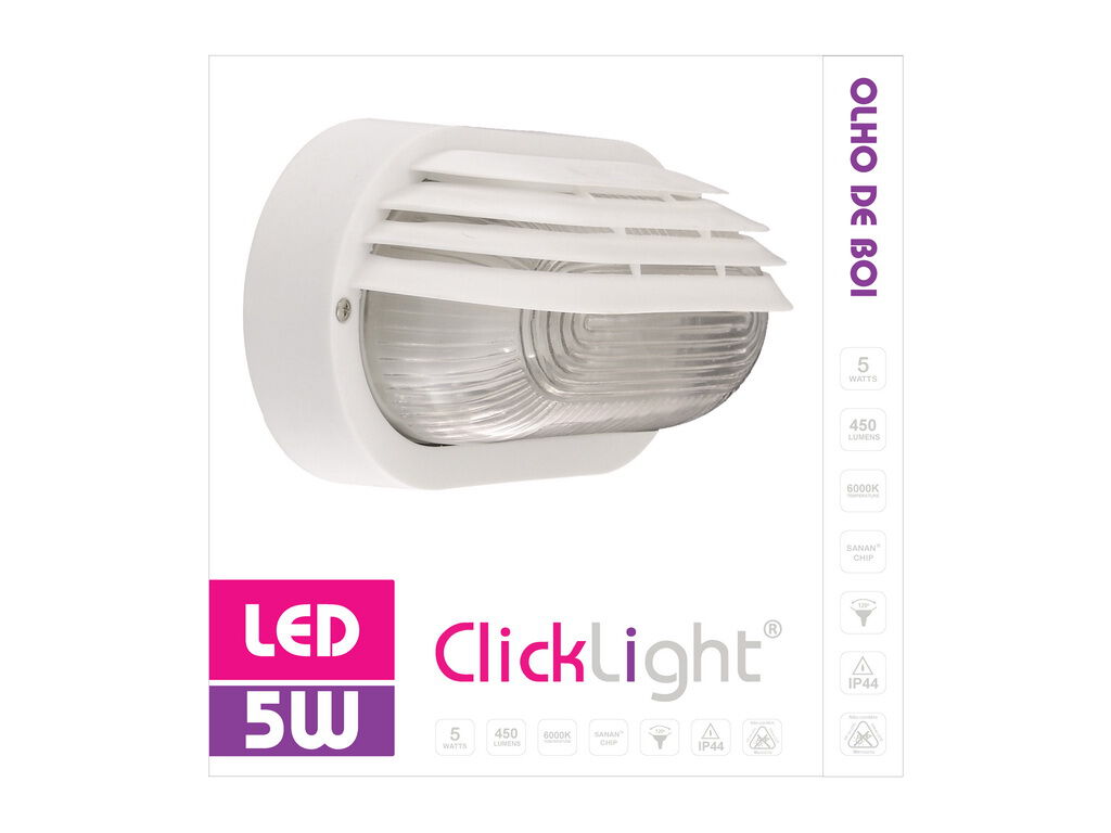 OLHO DE BOI LED CLICKLIGHT OVAL PALA 5W E27 BRAN