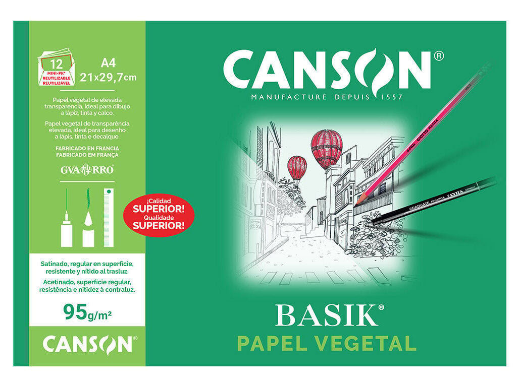 PAPEL VEGETAL CANSON A4 MINI-PK 12 FOLHAS image number 0