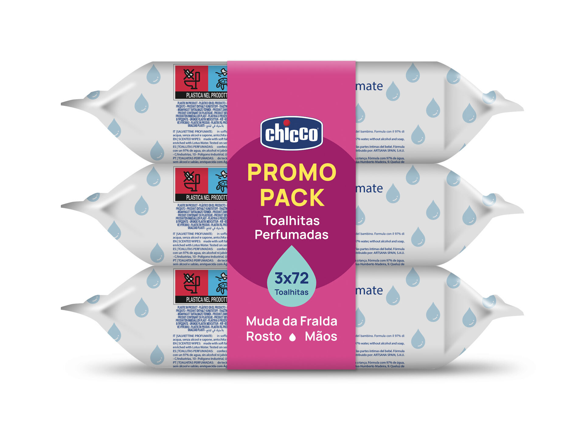 TOALHITAS CHICCO PERFUMADA PACK 3X72UN image number 1